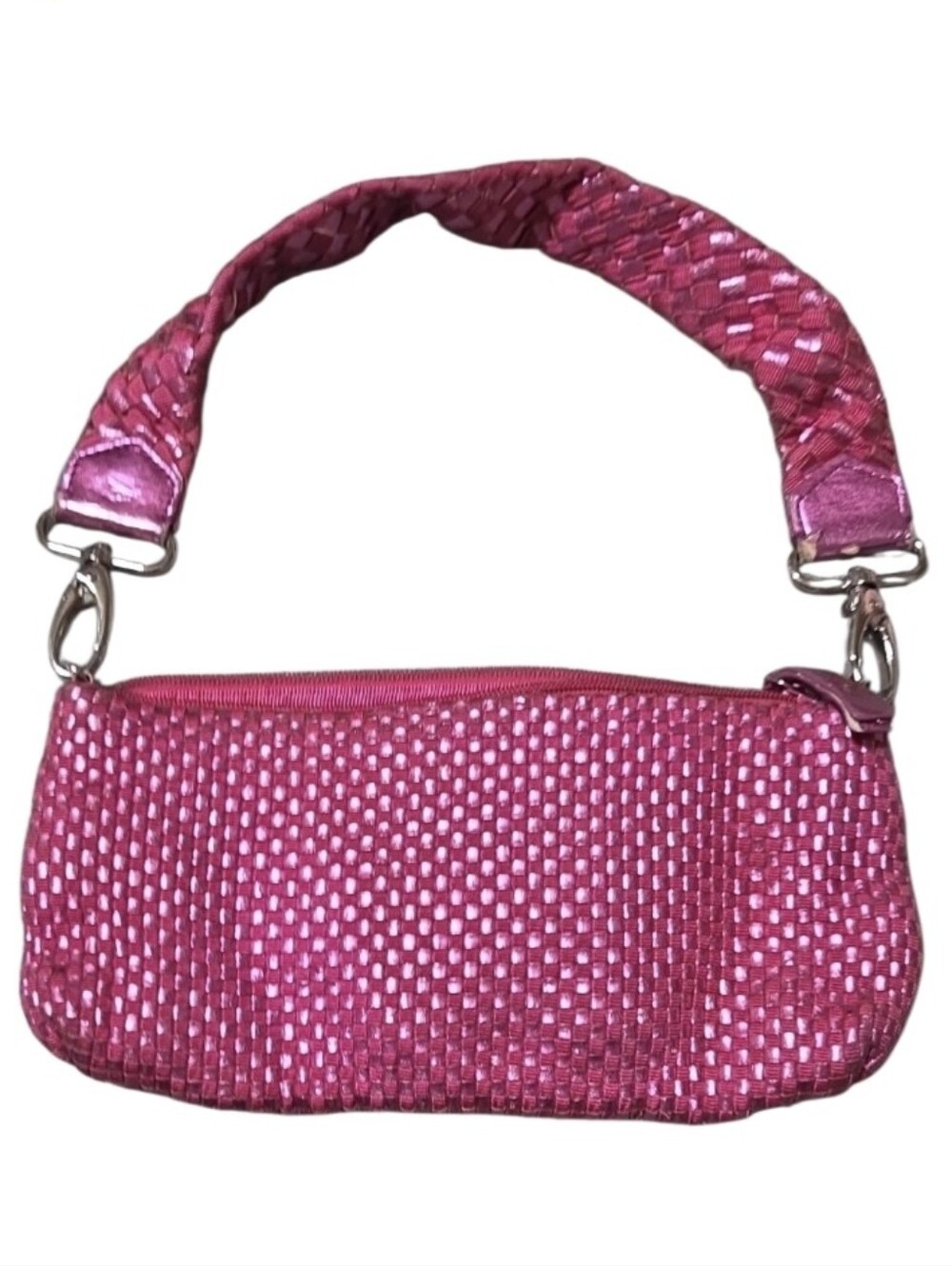 Vtg Fushia Pink Woven Shoulder Bag - Fashionable Clutch
